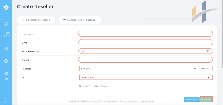 Reseller account in Directadmin