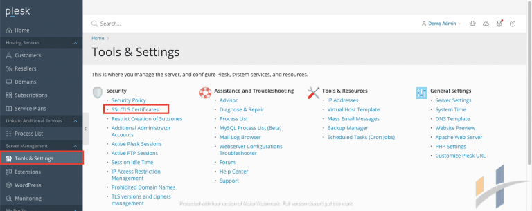 SSL Certificate on Plesk