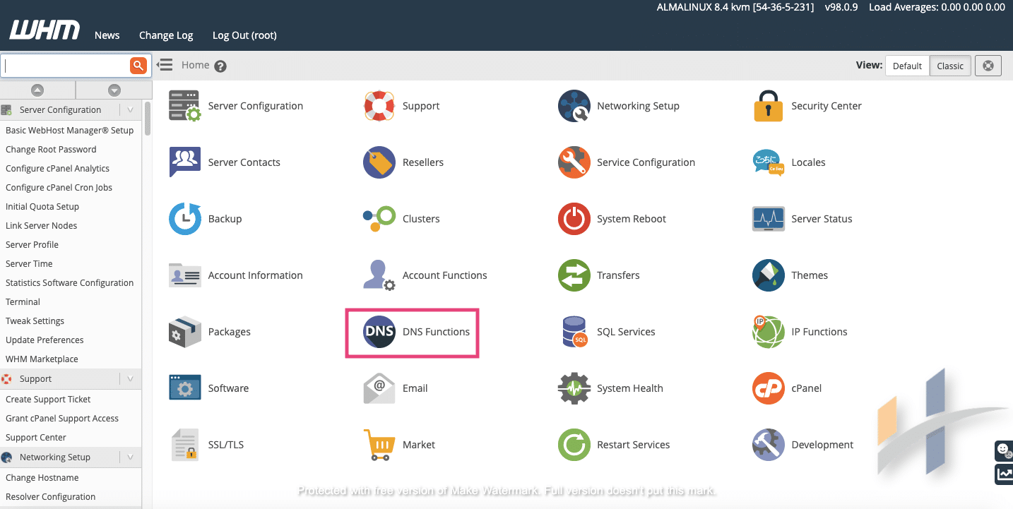How to park a domain within WHM from DNS Function section