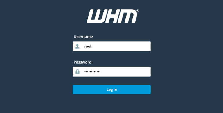 login to WHM